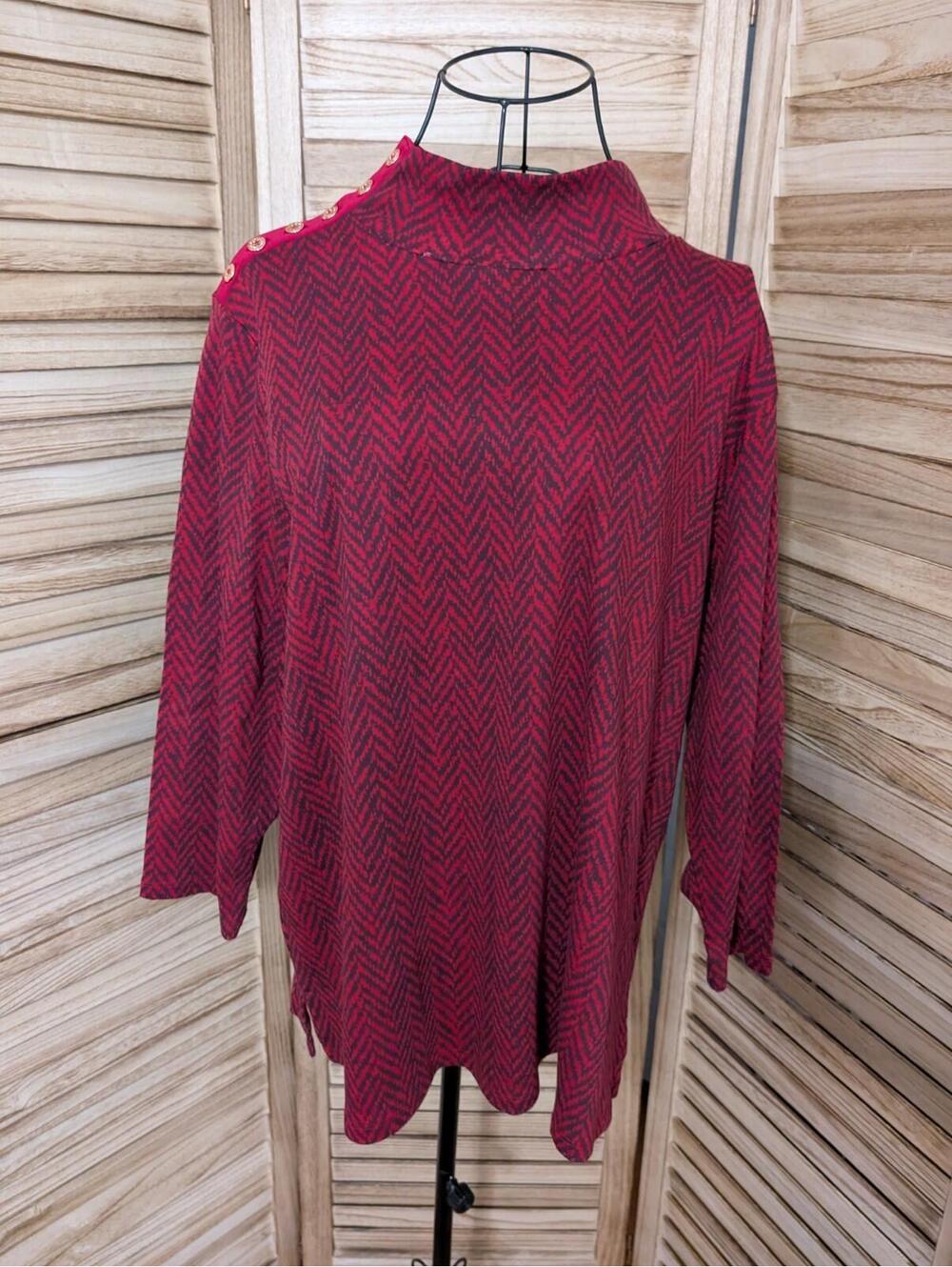 Isaac Mizrahi Estate Pullover Sweater Burgundy, Shoulder Embellishments XL